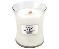 Woodwick Minze-Trüffel mittelgroße Duftkerze im Glas mit Holzdeckel 275 g, weiß, 9.6 x 9.3 x 11.6 cm