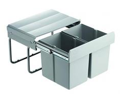PYRAMIS Abfallsammler, Gestell Stahlblech, Eimer Kunststoff, grau, 32.5 x 45.5 x 34.5 cm