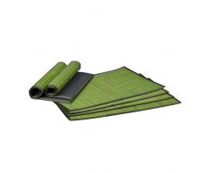 Relaxdays Tischset 6 teilig, Platzdeckchen, Bambus, rutschhemmende Unterseite, 30 x 45 cm, 6er Platzset, 6 Tischmatten, abwischbar, grün