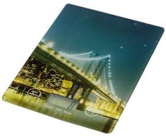 WENKO 25222100 Küchenwaage Slim Brooklyn Bridge - elektronische Digitalwaage mit Sensor-Tastatur und Tara-Funktion, Gehärtetes Glas, 14 x 1.2 x 19.5 cm, Multicolor