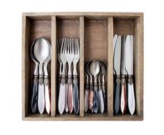 Murano Besteckset mit Tablett aus Edelstahl, dunkelgrau/weiß/braun, 28,5 x 34 x 6,5 cm