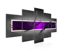 Bilder Abstrakt Wandbild 200 x 100 cm Vlies - Leinwand Bild XXL Format Wandbilder Wohnzimmer Wohnung Deko Kunstdrucke Violett Grau 5 Teilig - MADE IN GERMANY - Fertig zum Aufhängen 102551c
