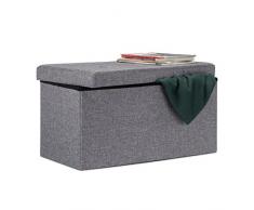 Relaxdays Faltbare Sitzbank XL mit Stauraum, Sitzcube FuÃablage, Sitzwürfel als Aufbewahrungsbox, 38x76x38cm, dunkelgrau