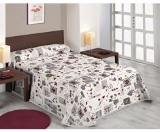 SABANALIA Love Bedruckte Tagesdecke, Baumwolle und Polyester Cama de 180-280 x 280 cm bunt