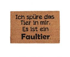 Relaxdays Fußmatte Kokos, Lustiger Spruch, Das Tier in Mir ist EIN Faultier, Drinnen & draußen, Türvorleger 40x60, Natur