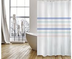 MSV Cotexsa by Premium Anti-Schimmel Textil Duschvorhang - Anti-Bakteriell, waschbar, 100% wasserdicht, mit 12 Duschvorhangringen - Polyester, „Seauville“ Pastell 180x200cm – Made in Spain