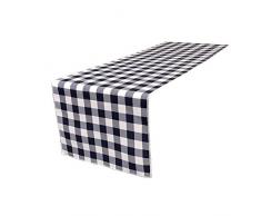 La-Bettwäsche mit kariert Tischläufer, Polyester, Marineblau/weiß, 35.56 x 274.32 x 0.04 cm