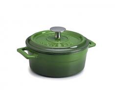 Pentole Agnelli COGHSRP10414G Kochgeschirr Slowcook Auflauf aus Gusseisen, 14 cm, 0,8 l, grün