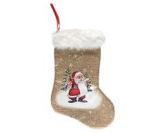 Unbekannt III Nikolausstiefel mit Weihnachtsmann Motiv, zum Aufhängen, ca. 42 x 28 cm, Dekoration für Weihnachten, Nikolaus, Adventszeit und im Winter, Braun