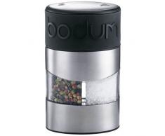 Bodum TWIN Salz- und Pfeffermühle (Einstellbares Keramikmahlwerk, Rutschfester Silikon-Griff, 12 cm) schwarz