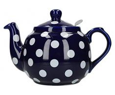 London Pottery Farmhouse Teekanne mit Teesieb gepunktet, keramik, Blau/Weiß gepunktet, 1.2 Litre