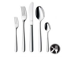 WMF Kult Besteckset, 6 Personen, 24-teilig, Monobloc-Messer, Cromargan protect Edelstahl poliert, glänzend, extrem kratzbeständig, spülmaschinengeeignet