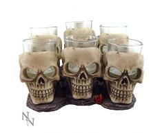 Nemesis Now Schnapsgläser, Totenkopf-Motiv, 14 cm, elfenbeinfarben, 6 Stück