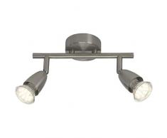 Brilliant Amalfi LED Spotrohr 2 flg Deckenstrahler schwenkbar eisen 500 Lumen, 2x GU10 3W LED-Reflektorlampen inklusive