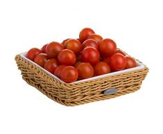 Saleen Korb mit herausnehmbarer Porzellan-Schale, Gastrotauglich, Quadratisch, Maße: 15,5 x 15,5 x 3,5 cm, Kunststofffaser/Porzellan, Beige/Weiß, 02101004160