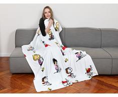 Kanguru Snoopy Kuscheldecke aus weichem Fleece Weich und warm Mikrofaser, Weihnachten oder für Bequeme Relax Couch, TV Plaid Peanuts 130 x 170 cm, 100% Polyester, Weiß, Einheitsgröße
