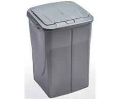 Mondex pls8082–28 Roll Top Abfalleimer Tri Selectif zur Mülltrennung, Kunststoff, 36 x 36,5 x 51 cm, 45 L, Kunststoff, Metallgrau, 45 L