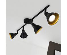 Briloner Leuchten LED Deckenleuchte, Wohnzimmerlampe schwarz-gold, inkl. 4 x LED/GU10 4W 400 Lumen, Strahler dreh- und schwenkbar, retro/vintage, Metall, 4 W