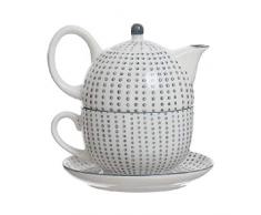 DCASA Set Teekanne und Tasse Keramik Tupfen Frühstückstassen