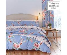 Catherine Lansfield Canterbury Bettwäsche-Set für Doppelbett, pflegeleicht, Blau