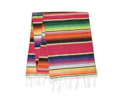 Eccbox Tischläufer mexikanische Serape, 35,6 x 213,4 cm, mexikanische Party-Dekoration, Fransen, Baumwolle, gestreift, Tischläufer Fiesta Dekorationen