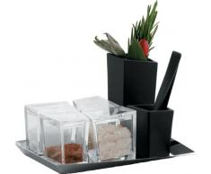 Alessi GAA03 SET, Mörser mit Stößel, Behälter für Gewürze