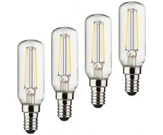 MÜLLER-LICHT 400027 A++, 4er-Set Retro-LED Lampe T25 ersetzt 25 W, Glas, 2 W, E14, weiß, 2.5 x 2.5 x 8.4 cm