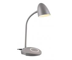 Reality Leuchten LED Tischleuchte Load R59029911, Kunststoff Grau, inkl. 4 Watt LED, Touch Dimmer, Induktives Laden