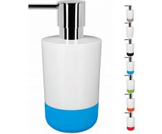 Spirella Seifenspender Moji Flüssigseifen-Spender mit Silikon Gegen Verrutschen, Fassungsvermögen 7,5 x 7,5 x 16,5 cm - Weiß/Blau