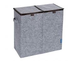 WENKO Wäschesammler Filz Duo Grau/Braun