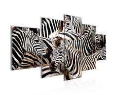 Bilder Afrika Zebra Wandbild 200 x 100 cm Vlies - Leinwand Bild XXL Format Wandbilder Wohnzimmer Wohnung Deko Kunstdrucke Schwarz Weiß 5 Teilig - MADE IN GERMANY - Fertig zum Aufhängen 000851a