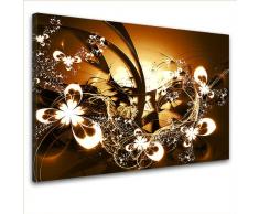LanaKK - Blüten Graf Braun Orange - edel Leinwand Bild Kunstdruck auf Keilrahmen, fertig gerahmt in 60x40 cm