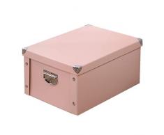 Guozi Dekorative Aufbewahrungsbox mit Deckel - zusammenklappbar stapelbar - Metallverstärkte Ecken (Pink, 35 * 25 * 17.5cm)