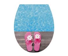 Wenko WC-Sitz Hochglanz Acryl Hawaii Toilettensitz, Absenkautomatik, Fix-Clip Hygiene Befestigung, Duroplast, 37,5 x 44,5 cm, weiß