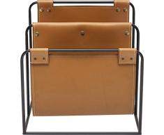 Kare Design Zeitungständer Loft, Zeitungsständer in Leder Optik mit Metallgestell Stahl, dekorativer Zeitungsständer in Braun (H/B/T) 40,5x40x32cm