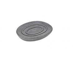 WENKO 19491100 Seifenablage Pebble Stone Grey - Seifenschale, Polyresin, 12.1 x 2.2 x 10.1 cm, Grau