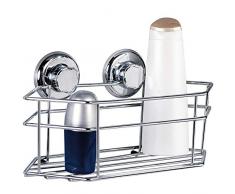 Tatkraft Megalock Duschregal Duschkorb Badezimmer ohne Bohren mit Saugnäpfen Stahl Verchromt 30.5X15.5X10.5cm