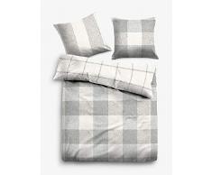 TOM TAILOR 0009886 Flanell Bettwäsche Garnitur mit Kopfkissenbezug (Baumwolle) 1x 155x220 cm + 1x 80x80 cm, hellgrau