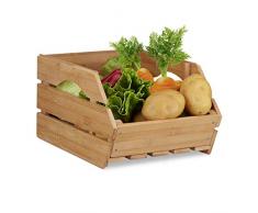 Relaxdays Universal Stapelkiste aus Bambus Holz, offene Aufbewahrungsbox, stabil, Stapelbox HxBxT: 20,5x27x38 cm, natur