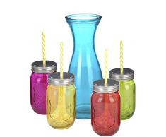 Trinkglas + Deckel + Strohhalm 4er + 1 x Karaffe Strohhalm Wespenschutz TrinkglÃ¤ser