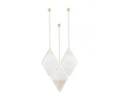 Umbra Dima 3-teiliger Wandspiegel und Wanddekoration, Metall, Messing, 29 x 18 x 1.5 cm