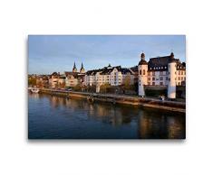 Premium Textil-Leinwand 75 x 50 cm Quer-Format Das Moselufer in Koblenz | Wandbild, HD-Bild auf Keilrahmen, Fertigbild auf hochwertigem Vlies, Leinwanddruck von Jutta Heußlein
