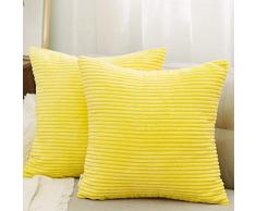 NATUS WEAVER 2 Stück Solid DecorThrow Kissenbezug Stripe Cord Kissen Fall Full Size 2 Packs, 18x18 gelb