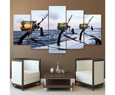 Peacock Jewels Premium Qualität Leinwand gedruckt Wall Art Poster 5 Stück/5 Panels Wand Dekor Malerei, Home Decor Bilder – gespannt Medium Angelrute-3