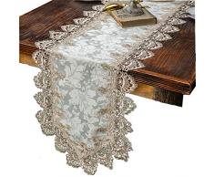 taixiuhome Modern Lace Floral bestickt Indoor Outdoor Tischläufer Tisch Flaggen für Country rustikal Party Hochzeit Home Dekoration, Spitze, braun, 15.7 x 47.2 inches(40 x 120cm)