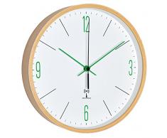TFA Dostmann Analoge Design Funk-Wanduhr mit Ahorn-Rahmen, weiß/grün, 25.5 x 4.5 x 25.5 cm