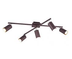 Trio Leuchten Deckenleuchte Marley 612400524, Metall rostfarbig, Deckenleuchte 5-flammig, exkl. 1 x GU10
