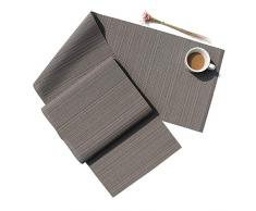 D-home Tischläufer aus strapazierfähigem Textilenene-Gewebtem Vinyl für Küche Esstisch waschbar hitzebeständig PVC Tischläufer 48X14 dunkelgrau