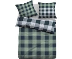 TOM TAILOR 0009866 Flanell Bettwäsche Garnitur mit Kopfkissenbezug (Baumwolle) 1x 135x200 cm + 1x 80x80 cm, wintergrün