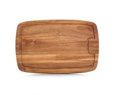 Zeller 25556 Schneidebrett mit Saftrille, Akazie, 40 x 26 x 1,5 cm